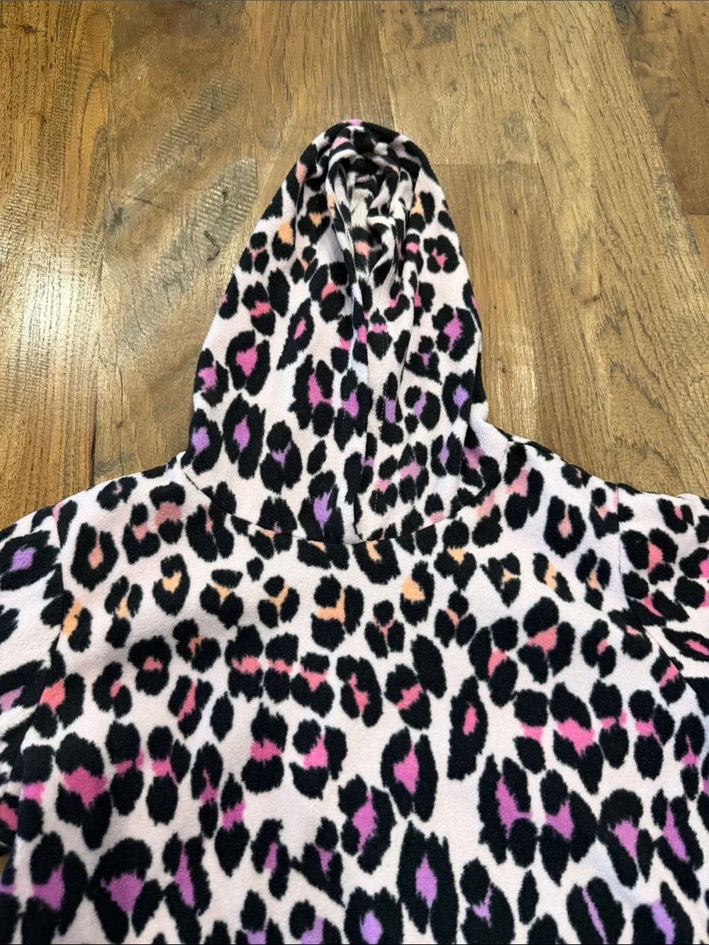 Girls Size 7/8 Pink Leopard Print Hooded Jacket